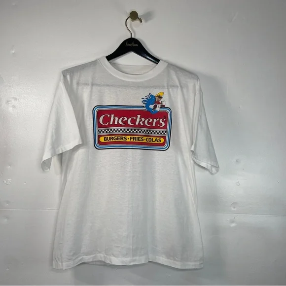 Checkers Burgers Shirt Mens XL Vintage T Shirt 90s Single Stitch Tee Rare USA